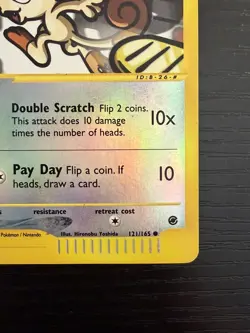 2002 Pokemon TCG Expedition Meowth Base Set Reverse Holo 121/165 LP - Image 5