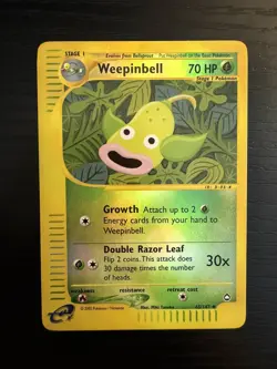 2002 Pokemon TCG Aquapolis Weepinbell 65/147 Reverse Holo NM - Image 1