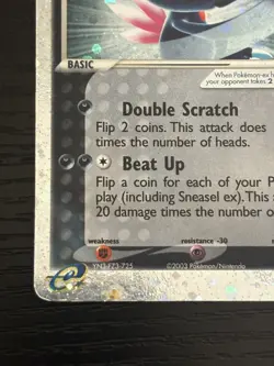 2003 Pokemon TCG Sneasel ex Ruby & Sapphire 103/109 LP w/ swirl - Image 5