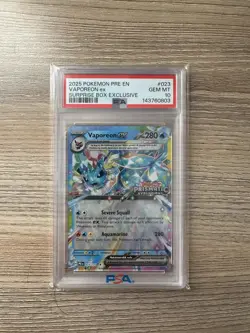 Pokemon TCG Vaporeon EX 023/131 Holo Prismatic Evolutions Stamped Promo PSA 10 - Image 1