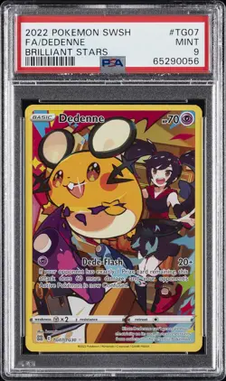 2022 POKEMON SWORD & SHIELD BRILLIANT STARS #TG07 FULL ART/DEDENNE PSA 9 - Image 1