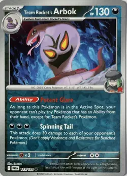 Team Rocket's Arbok 113/182 Uncommon Destined Rivals Pokemon Reverse Holo NM/M - Image 1