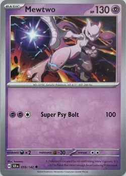 Mewtwo 59/142 Uncommon Stellar Crown Pokemon Near Mint - Image 1