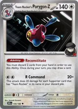 Team Rocket's Porygon-Z 155/182 Uncommon Destined Rivals Pokemon Near Mint - Image 1