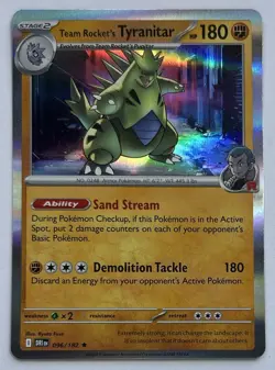 Team Rocket's Tyranitar 096/182 Rare Destined Rivals Pokemon Holo Near Mint - Image 1