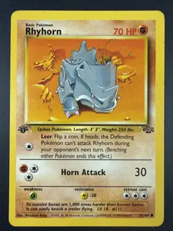 Pokemon TCG - RHYHORN - 1ST EDITION - 61/64 - WOTC - JUNGLE (1999) - LP/NM - Image 1