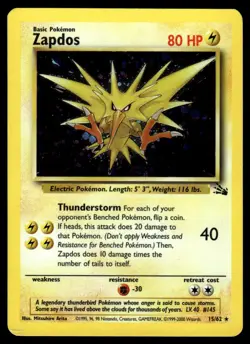 Zapdos #15 - Rare HOLO - Pokemon Fossil - LP - Image 1