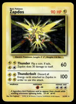 Pokemon Cards Zapdos 16/102 Base Set Unlimited Holo WOTC Rare NM - Image 1