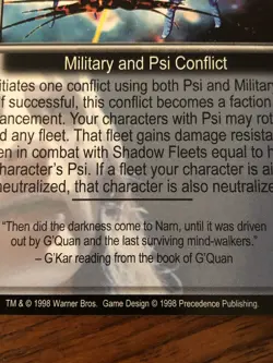 LEARN THEIR WEAKNESSES THE SHADOWS BABYLON 5 CCG RARE CARD NEAR MINT UNPLAYED - Image 3