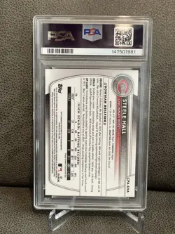 🔥Steele Hall 2025 Bowman Draft 1st Green Lava Refractor Auto #/99 Reds PSA 10💎 - Image 3