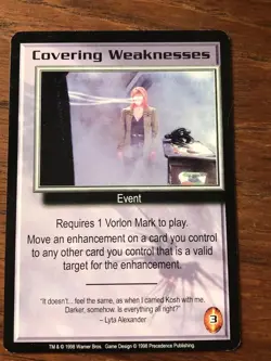 COVERING WEAKNESSES BABYLON 5 CCG RARE CARD NEAR MINT NEVER PLAYED THE SHADOWS - Image 4