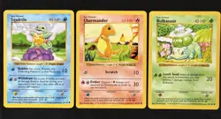Pokemon TCG Shadowless Base Set Starter Trio - Charmander Bulbasaur Squirtle - Image 1