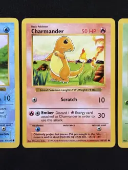 Pokemon TCG Shadowless Base Set Starter Trio - Charmander Bulbasaur Squirtle - Image 3