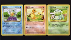 Pokemon TCG Shadowless Base Set Starter Trio - Charmander Bulbasaur Squirtle - Image 5