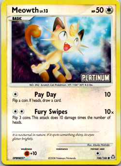 MEOWTH - 106/146 - Legends Awakened - Burger King - Reverse Holo - Pokemon - Image 1