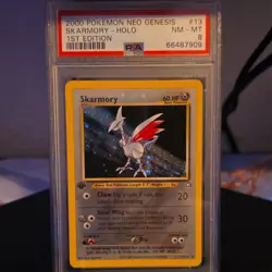 Pokemon Skarmory 13/111 Neo Genesis Holo 1st Edition PSA 8 English 2000 - Image 1