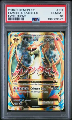 2016 POKEMON XY EVOLUTIONS #101 FULL ART/M CHARIZARD EX PSA 10 - Image 1