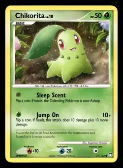 Chikorita 77/123 Common Mysterious Treasures Pokemon LP - Image 1