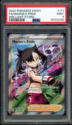 2022 Pokemon SWSH Brilliant Stars Full Art Marnie’s Pride 171/172 PSA 9 - Image 1