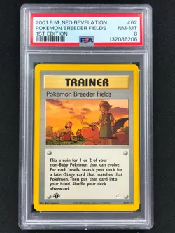 Pokemon 2001 Pokemon Breeder Fields 1st 62/64 Neo PSA 8 - Image 1