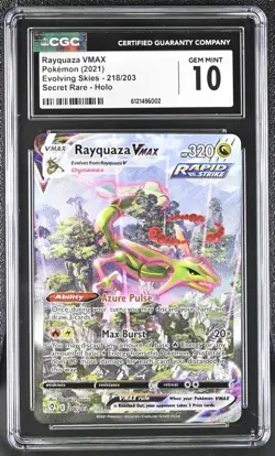 Pokemon Rayquaza VMAX Alt Art Secret Rare Evolving Skies 218/203 CGC 10 - Image 1
