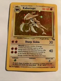 Kabutops 9/62 Holo Rare - Pokemon Fossil - Vintage WOTC HP - Image 1