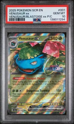 2025 POKEMON TCG STELLAR CROWN 001/142 VENUSAUR EX SCR STAMPED HOLO PSA 10 - Image 1