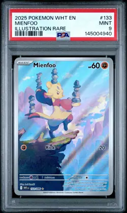 PSA 9 Mienfoo 133 Illustration Rare Pokemon 2025 Pokemon Wht En-White Flare - Image 1