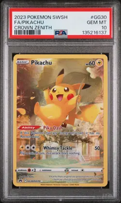 2023 POKEMON SWORD & SHIELD CROWN ZENITH #GG30 FULL ART/PIKACHU PSA 10 - Image 1