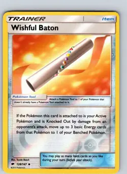 Wishful Baton 128/147 2017 SM Burning Shadows Reverse Holo Uncommon - Image 1