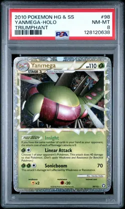 2010 POKEMON HEARTGOLD & SOULSILVER TRIUMPHANT #98 YANMEGA-HOLO PSA 8 - Image 1