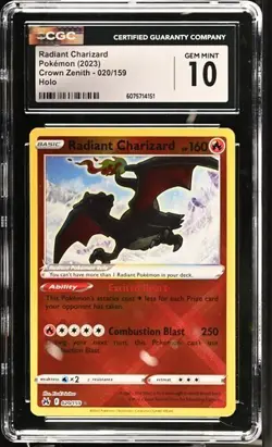 2023 Pokemon Crown Zenith Radiant Charizard Holo #020/159 CGC 10 - Image 1