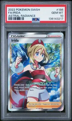 2023 POKEMON SWORD AND SHIELD ASTRAL RADIANCE 186 FULL ART IRIDA PSA 10 - Image 1