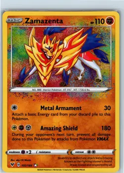 Zamazenta 102/185 Pokemon TCG SWSH04: Vivid Voltage Amazing Rare NM - Image 1
