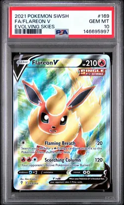 2021 POKEMON SWORD & SHIELD EVOLVING SKIES #169 FULL ART/FLAREON V PSA 10 - Image 1