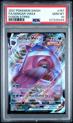 2021 POKEMON SWORD & SHIELD FUSION STRIKE #157 FULL ART/GENGAR VMAX PSA 10 - Image 1