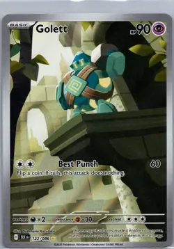 Pokemon TCG Golett 122/086 Black Bolt Illustration Rare Holo - Image 1