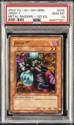 2002 YU-GI-OH! MRD-METAL RAIDERS 1ST ED #035 JINZO 7 PSA 10 - Image 1
