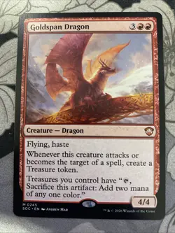 x1 Goldspan Dragon M MTG Commander: Secrets of Strixhaven M/NM, English - Image 1