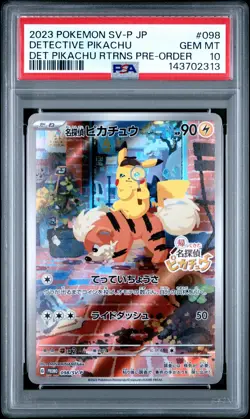 2023 POKEMON JAPANESE SV-P PROMO #098 DETECTIVE PIKACHU PSA 10 - Image 1