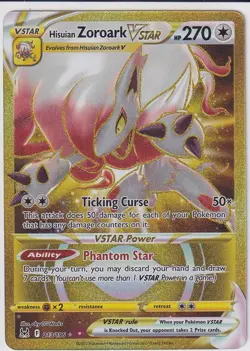 Hisuian Zoroark VSTAR (Secret) 213/196 Swsh11: Lost Origin Holo GOLD Pokemon NM - Image 2