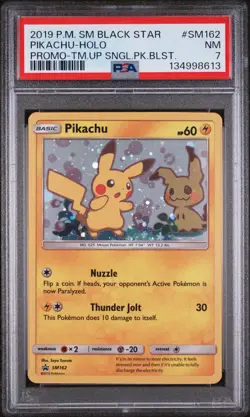 2019 POKEMON SM BLACK STAR PROMO TEAM UP SINGLE PACK BLISTERS PIKACHU-HOLO PSA 7 - Image 1
