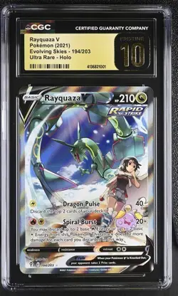 ✨✨ CGC 10 Pristine Rayquaza V Alternate Art 194/203 Evolving Skies Pokemon Card - Image 1