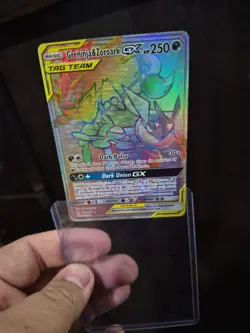 Pokemon Unbroken Bonds Rainbow Greninja Zoroark GX Holographic Card 222/214 - Image 2
