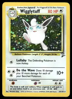 Pokemon Cards Wigglytuff 19/130 Base Set 2 Holo WOTC Rare MP *2 - Image 1