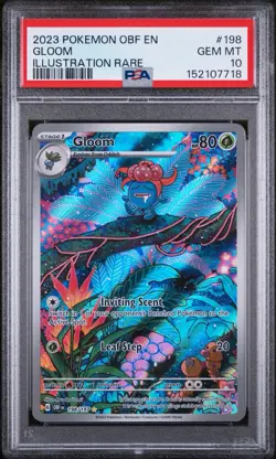 Gloom 198/197 PSA 10 Pokemon Sv: Obsidian Flames IR Illustration Rare - Image 1