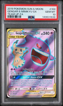 Gengar & Mimikyu GX 164/181 Pokemon Sun & Moon 164 Tag Team Up GEM MINT PSA 10 - Image 1