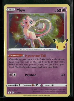 Mew 011/025 Holo Rare Celebrations Pokemon Near Mint - Image 1