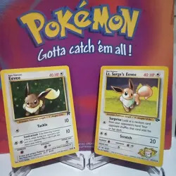 Eevee lot of 2 (MP-HP) pokemon vintage tcg cards Lt. Surge Eevee - Image 1
