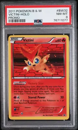 Victini BW32 PSA 8 Holo Rare Black Star Promo B & W Noble Victories Pokemon Mint - Image 1